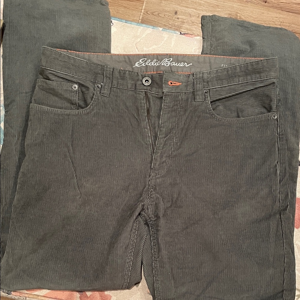 Eddie Bauer Moss Green Corduroy Trousers